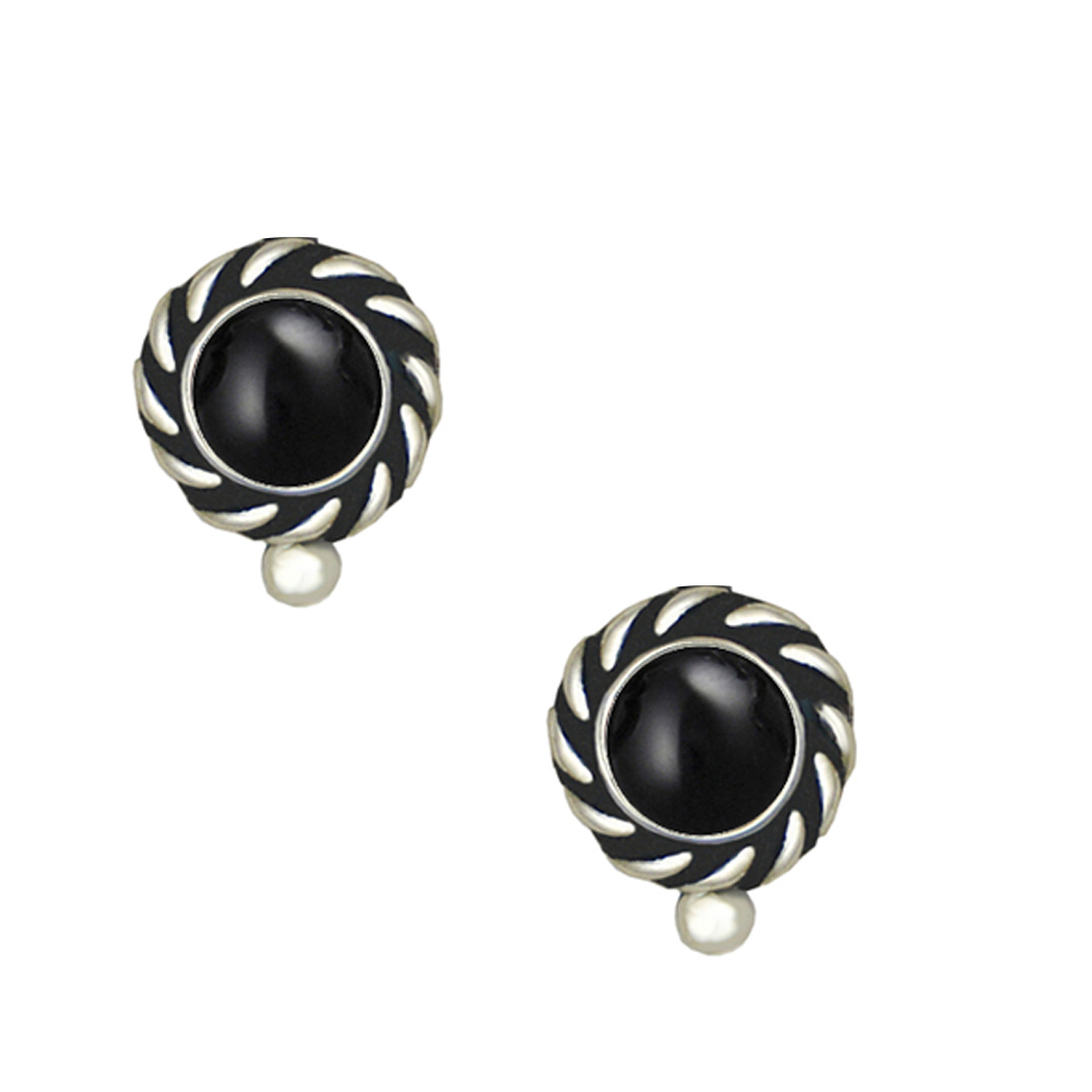 Sterling Silver Little Black Onyx Post Stud Earrings